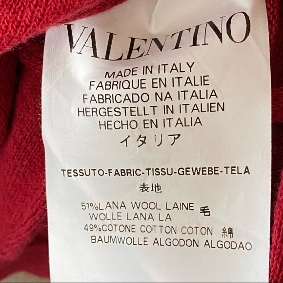 Red Valentino red knit button down ruffle cardigan sweater top - Picture 10 of 11